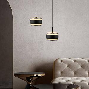 PURE Lampa wisząca Falling Rings, możliwość ściemniania, czarny, salon / jadalnia, metal, nowoczesny