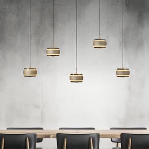 PURE Lampa wisząca Falling Rings, możliwość ściemniania, brązowy / mosiężny, salon / jadalnia, metal, nowoczesny
