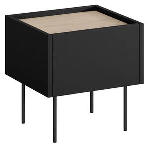 Szafka nocna Desin z szufladą 45 cm - czarny mat / dąb nagano