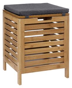 Stołek łazienkowy BAMBOO z koszem na pranie, 2w1