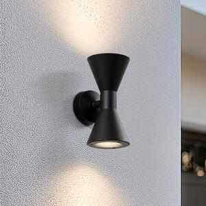 Kinkiet zewnętrzny Xalor Lucande, możliwość ściemniania, czarny, aluminium, nowoczesny