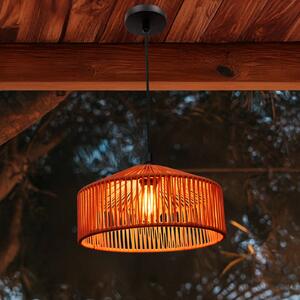 Newgarden Lampa wisząca Calabardina, brązowa, linka, Ø30 cm, IP44 Calarbardina, możliwość ściemniania, brązowy / rdzawy, tkanina / materiał / jedwab, skandynawski
