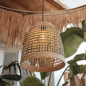 Newgarden Lampa wisząca Positano, naturalna, trawa morska, Ø33cm, IP44 możliwość ściemniania, jasne drewno, drewno, skandynawski
