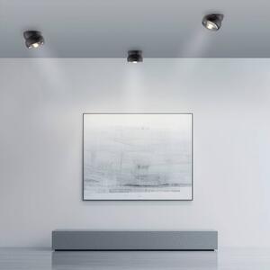 PURE reflektor sufitowy LED Move, czarny, Ø 12 cm, metal/szkło możliwość ściemniania, czarny, salon / jadalnia, metal, nowoczesny