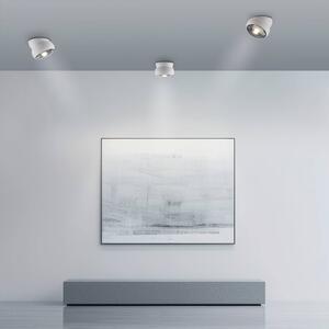 PURE reflektor sufitowy LED Move, biały, Ø 12 cm, metal/szkło możliwość ściemniania, biały / opal, salon / jadalnia, metal, nowoczesny