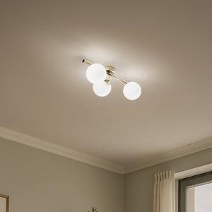 Lampa sufitowa Drum, złota, 3-punktowa, szkło, długość 46 cm Drum Domiluce, możliwość ściemniania, mosiężny / złoty, salon / jadalnia, metal