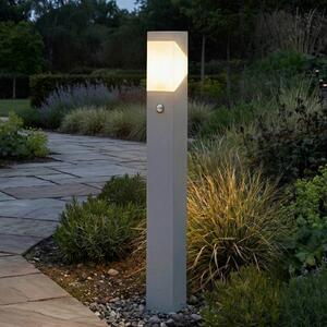 Słupek oświetleniowy Lucande Kiran 100 cm, czujnik ruchu, jasnoszara, IP44 Lucande, możliwość ściemniania, aluminiowy / szary / cynkowy, aluminium, nowoczesny