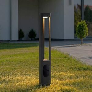 Słupek oświetleniowy LED Pirron Lucande, czarny, aluminium, nowoczesny