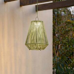 Lampa wisząca Lindby LED z zasilaniem słonecznym Austas, zielona, Ø 32 cm, USB, Austas Lindby, możliwość ściemniania, zielony, tworzywo sztuczne, nowoczesny
