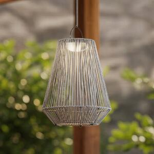 Lampa wisząca Lindby LED z zasilaniem słonecznym Austas, szara, Ø 32 cm, USB, Austas Lindby, możliwość ściemniania, aluminiowy / szary / cynkowy, tworzywo sztuczne, nowoczesny