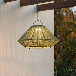 Lampa wisząca Lindby LED z zasilaniem słonecznym Austas, zielona, Ø 50 cm, USB, Austas Lindby, możliwość ściemniania, zielony, tworzywo sztuczne, nowoczesny