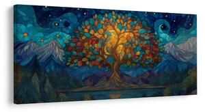 Obraz nocny krajobraz z drzewem życia