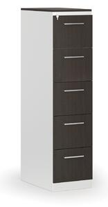 Kartoteka metalowa PRIMO z drewnianym frontem A4, 5 szuflad, biały/wenge