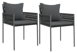 Krzesła ogrodowe z poduszkami, 2 szt., czarne, 54x61x83 cm