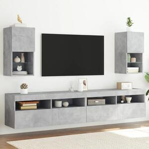 Szafki TV, z LED, 2 szt., szarość betonu, 30,5x30x60 cm