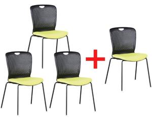 Krzesło konferencyjne plastikowe OPEN, zielone, 3+1 Gratis