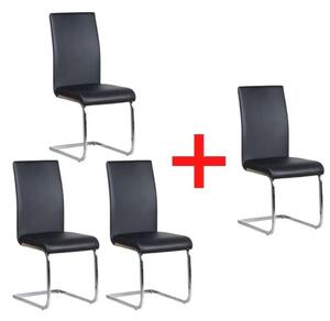 Skórzane krzesło do jadalni LOTUS 3+1 GRATIS, czarny