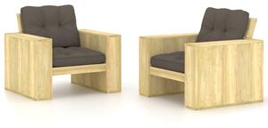 Krzesła ogrodowe z poduszkami w kolorze taupe, 2 szt., drewno