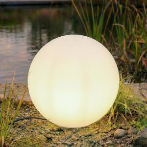 Lampa kulista Lindby Valyra, Ø 50 cm, IP54, szpikulec do ziemi Valyra, biały / opal, tworzywo sztuczne, nowoczesny