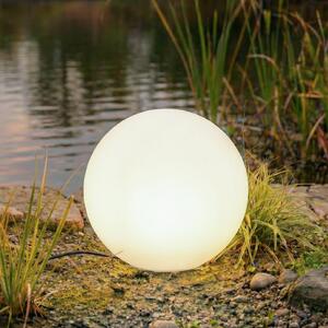 Lampa kulista Lindby Valyra, Ø 40 cm, IP54, szpikulec do ziemi Valyra, biały / opal, tworzywo sztuczne, nowoczesny