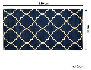 Dywan z wiskozy ze złotym wzorem marokańska koniczyna 80 x 150 cm niebieski Yelki Beliani