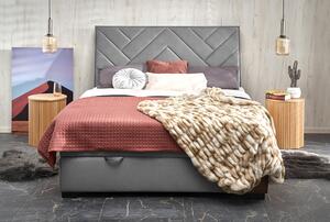 Szare tapicerowane welurem łóżko 160x200 cm - Ebro 3X