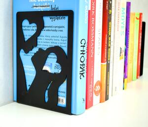 Czarna nowoczesna podpórka na książki z dekorem - Lovris