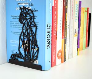 Czarna podpórka na książki w kształcie geometrycznego kota - Ontaro
