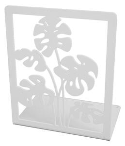 Biała metalowa podpórka na książki z roślinnym dekorem - Morik