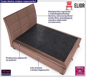 Beżowe welurowe łóżko z pikowanym zagłówkiem 160x200 cm - Ebro 4X