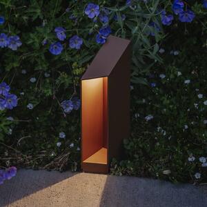 MARSET Lampa ogrodowa stojąca Domus, możliwość ściemniania, brązowy / rdzawy, aluminium, design