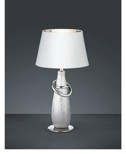 Biała lampa stołowa z ceramiki i tkaniny Trio Thebes, wys. 38 cm