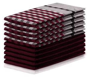 Zestaw 10 bordowo-czarnych ścierek bawełnianych DecoKing Louie, 50x70 cm