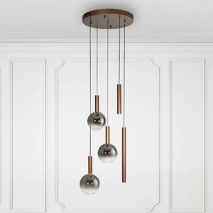 Paul Neuhaus Lampa wisząca Bowl, możliwość ściemniania, brązowy / rdzawy, salon / jadalnia, szkło, nowoczesny