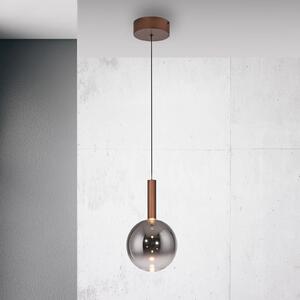 Paul Neuhaus Lampa wisząca Bowl, możliwość ściemniania, brązowy / rdzawy, salon / jadalnia, szkło, nowoczesny