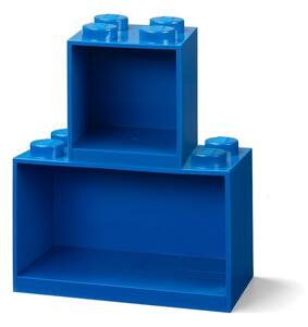 Zestaw 2 dziecięcych niebieskich półek ściennych LEGO® Brick