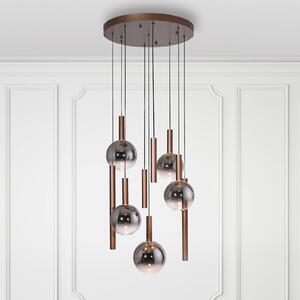 Paul Neuhaus Lampa wisząca Bowl, możliwość ściemniania, brązowy / rdzawy, salon / jadalnia, szkło, nowoczesny