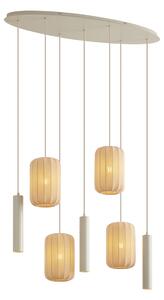 Lampa wisząca Japandi beżowa 7-punktowa - Pluni Tuba