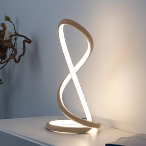 Paul Neuhaus Lampa stołowa LED Twist, możliwość ściemniania, kremowy / amber, sypialnia, aluminium, nowoczesny