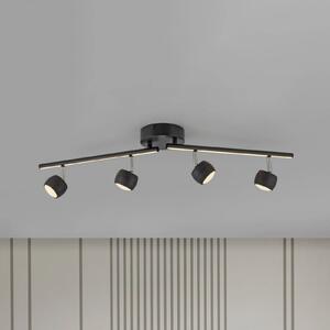 JUST LIGHT. GmbH Reflektor sufitowy LED Jarik, 4-punktowa, czarny, 3000 K możliwość ściemniania, czarny, salon / jadalnia, metal, nowoczesny