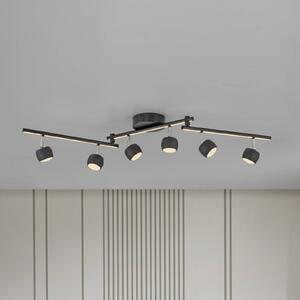 JUST LIGHT. GmbH Reflektor sufitowy LED Jarik, 6-punktowa, czarny, 3000 K możliwość ściemniania, czarny, salon / jadalnia, metal, nowoczesny