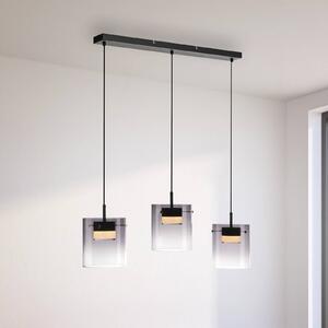 JUST LIGHT. GmbH Lampa wisząca szklana Elio, możliwość ściemniania, aluminiowy / szary / cynkowy, salon / jadalnia, szkło, nowoczesny