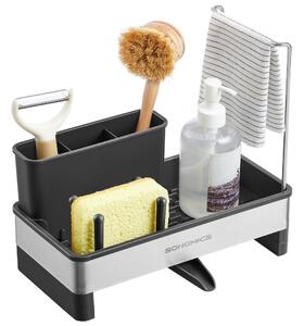 Organizer na zlew SINK z ociekaczem, srebrny/czarny SongmicsHome