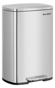 Kosz na śmieci TIDY z wolnym zamykaniem, 50 l, srebrny SongmicsHome