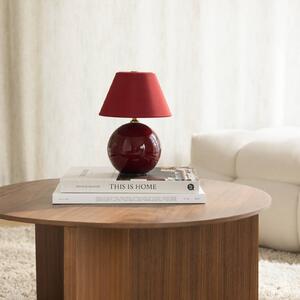 Globen Lighting Lampa stołowa LED IRIS, możliwość ściemniania, czerwony, salon / jadalnia, tkanina / materiał / jedwab, skandynawski