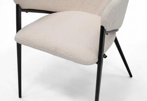 MebleMWM Krzesło boucle DC-942 | Biały baranek | Czarne nogi