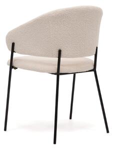 EMWOmeble Krzesło tapicerowane C-963 biały baranek boucle/czarne nogi