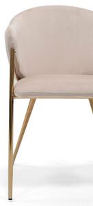 MebleMWM Krzesło tapicerowane DC-942 | Beżowy welur | Złote nogi