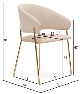 MebleMWM Krzesło tapicerowane C-963 | Beżowy welur #5 | Złote nogi