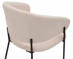 MebleMWM Krzesło tapicerowane C-963 | Biały baranek boucle | Czarne nogi